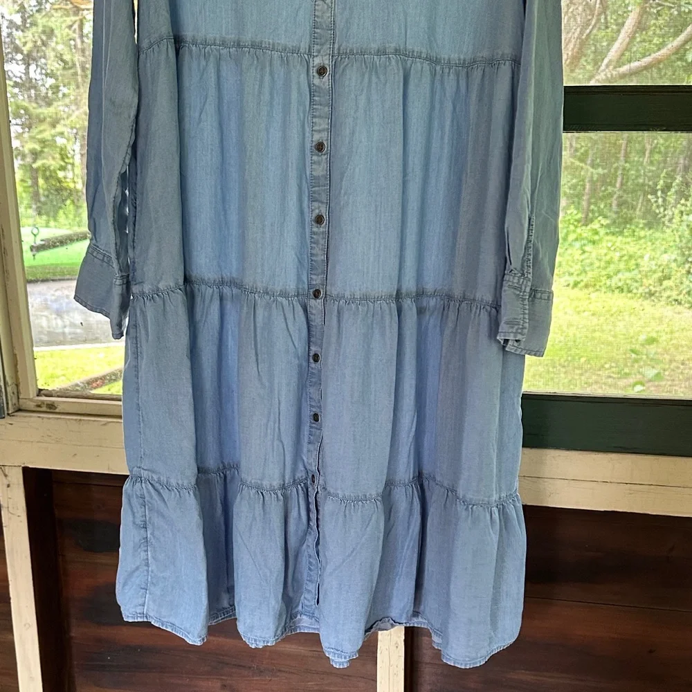 Blue Denim Button-Down Dress L - Picture 8 of 8